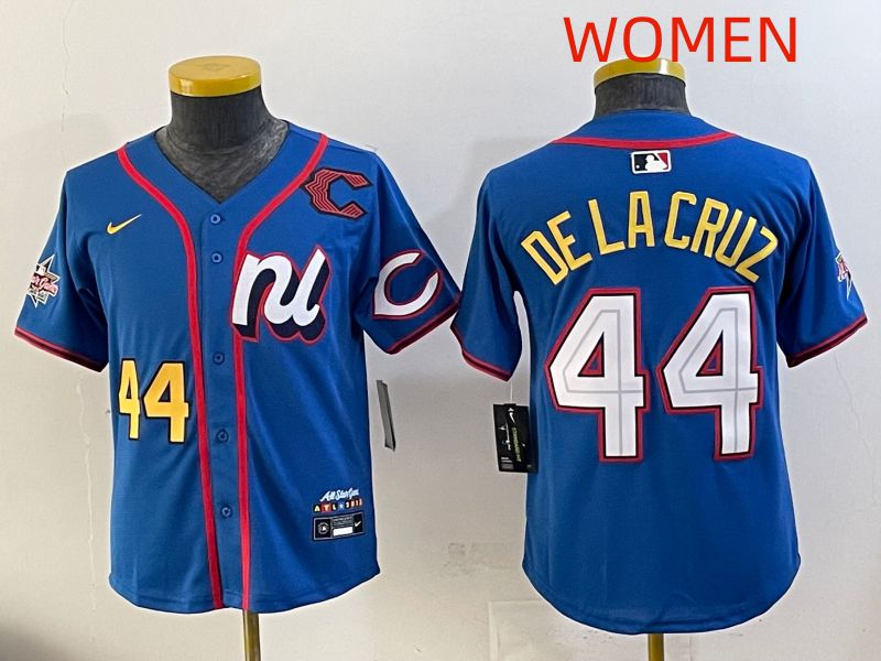 Women 2025 Cincinnati Reds #44 De Lacruz Blue All star Nike MLB Jersey style 05